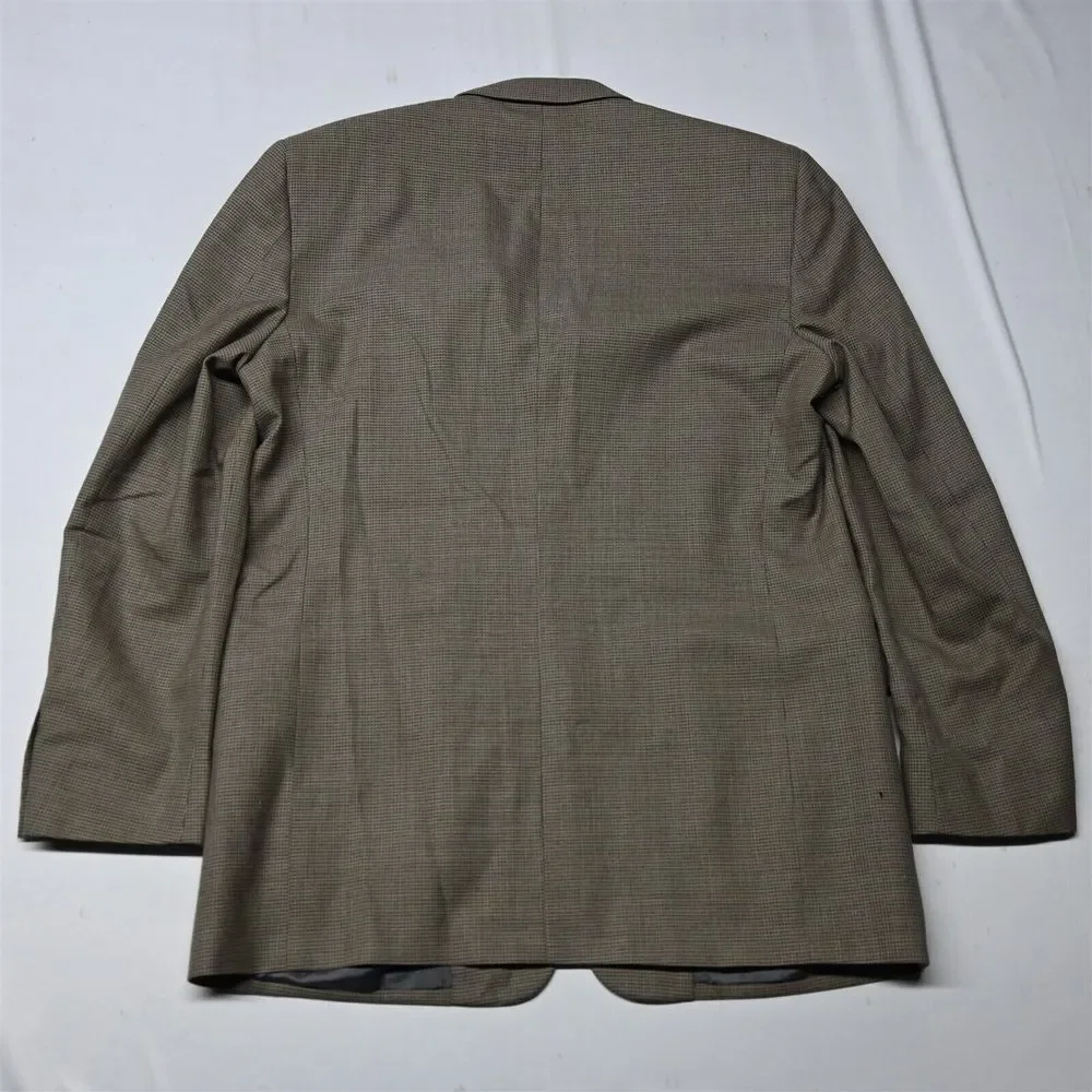 J Ferrar 44L Brown Check 100% Wool Mens Sport Coat Suit Jacket Blazer‎